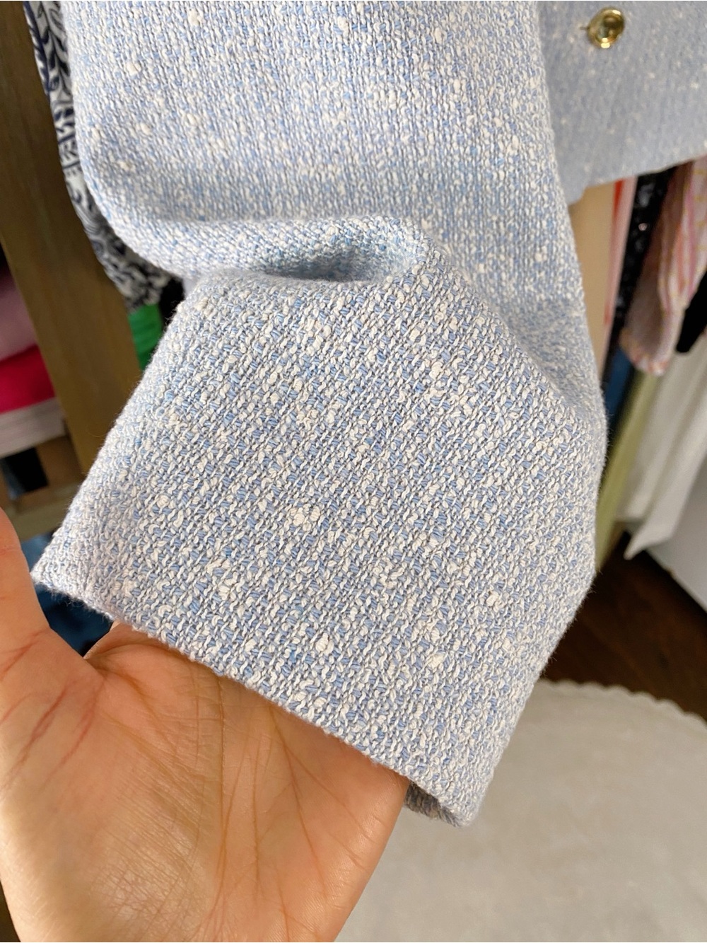 ZARA Light Blue White Tweed Jacket with Gold Buttons! 🩵 - Picture 10 of 15